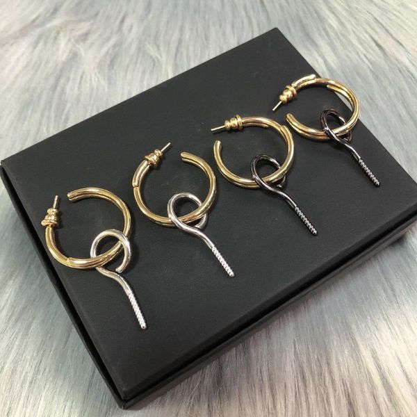 

dangle & chandelier brass ring dual-purpose niche earrings, Silver