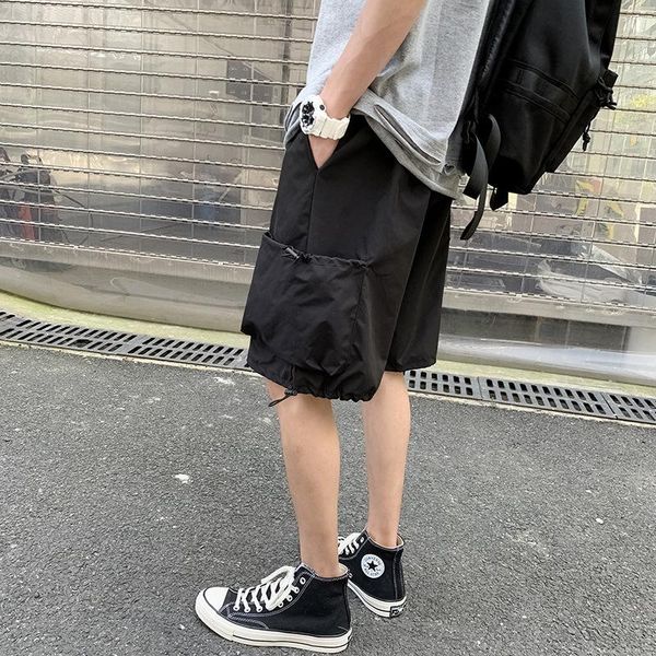 

men's shorts summer thin section korean version of the trend loose overalls casual drawstring five-point pants streetwear, White;black