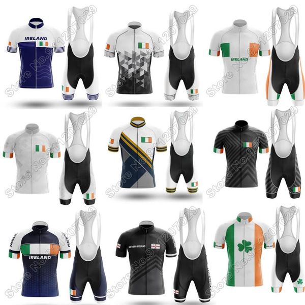 

racing sets men ireland 2021 cycling jersey set summer clothing road bike shirts suit bicycle bib shorts mtb wear maillot, Black;blue