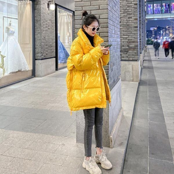 

women's down & parkas winter jacket women warm cotton coat jackets for 2021 female midi glossy clothes chaquetas para mujer hly193, Black