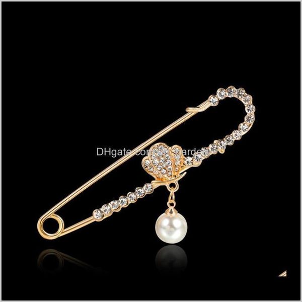 

pins, drop delivery 2021 wedding cor crystal pins simulated pearl brooch dress rhinestone decoration buckle pin jewelry brooches cgqsh, Gray