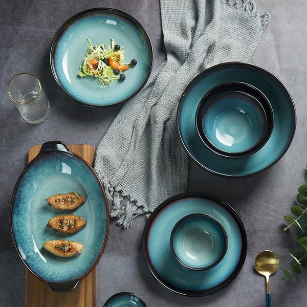

chinese style Â ceramic dish plate porcelain bowl glazed tableware set rice noodle steak sz-cb21032002 flatware sets