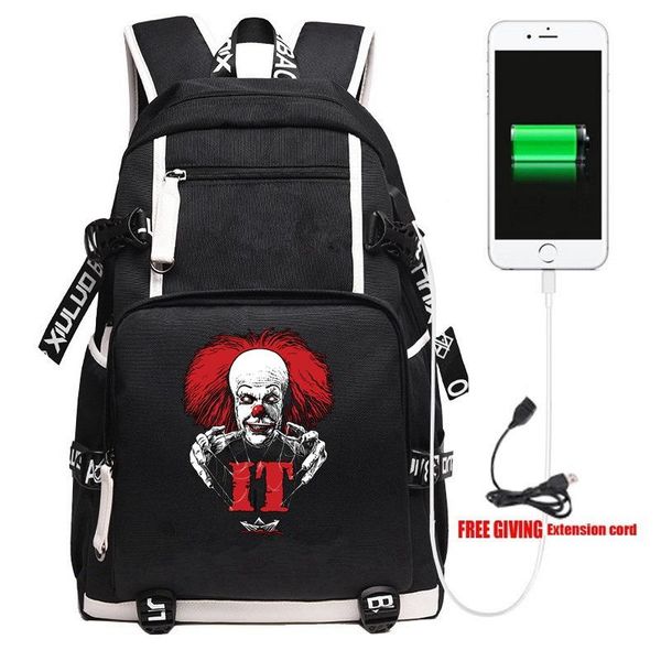 

backpack movie stephen king's it usb travel shoulder lapbags teens kids student school bookbag gift
