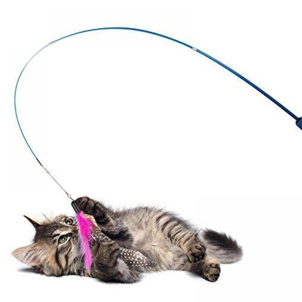 

cat toys feather toy interactive teaser stick wand pet retractable bell refill replacement catcher product for kitten