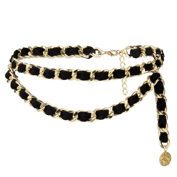 

other women adjustable clothes accessories body chain for dress gifts pendant knotted multi layered aluminium band fashion waist belt, Slivery;golden