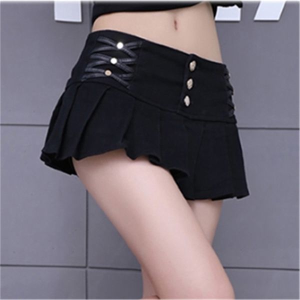 

black white pencil pleated micro mini skirts womens summer fashion bohemian night club women short skirt faldas mujer 210621, White;black