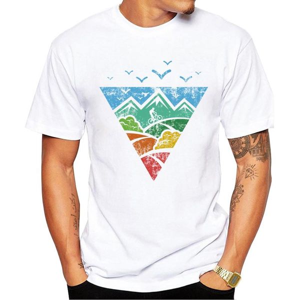 

men's t-shirts 2021 casual mountain bike men t-shirt fashion geometric triangle printed tshirts short sleeve t shirts basic tee, White;black
