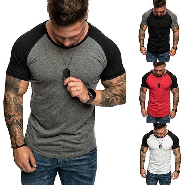T-shirt casual a maniche corte in tinta unita da uomo T-shirt raglan estiva di alta qualità T-shirt Hip Hop Top T-shirt stile semplice