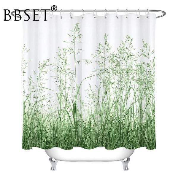 

green plants shower curtain a large reed pattern waterproof multi-size douchegordijn bathroom decor with 12 hooks curtains