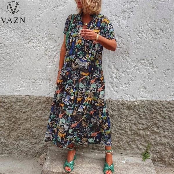 

casual dresses vazn 2021 ins holiday wind special design floral print night club summer ladies young women high waist dress, Black;gray