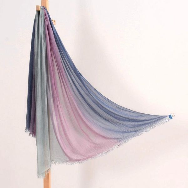 

scarves gradient cotton scarf ladies mosaic color lengthened tassel shawl easy to take decorative simple scarf., Blue;gray