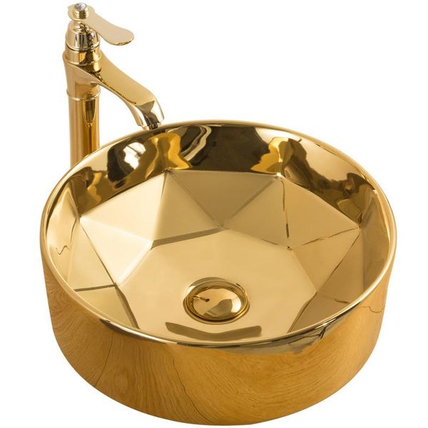 

sink golden above counter basin ceramic wash bathroom art faucets