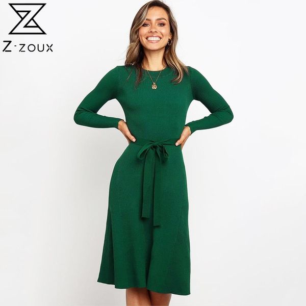 Kadın Elbise Bandaj Uzun Örme Elbiseler Kollu Örgü Artı Boyutu Siyah Kırmızı Şarap Yeşil Bağbozumu 210524