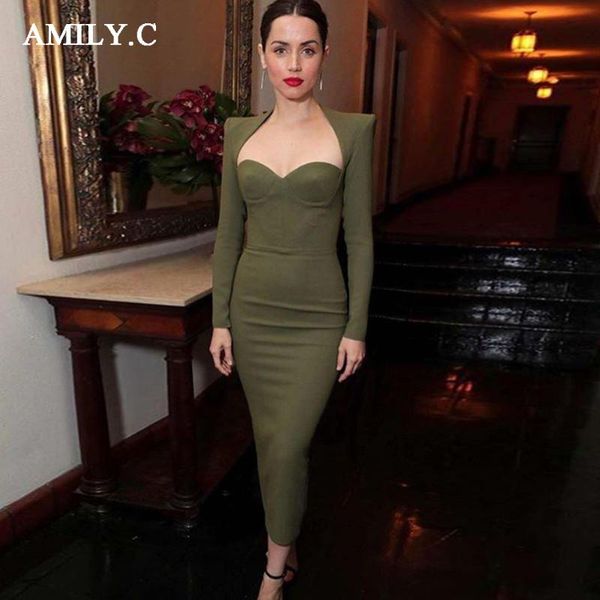 

casual dresses amily.c 2021 fall stretch tube long sleeve back zipper slim dress bodycon women's bandage celebrity party, Black;gray