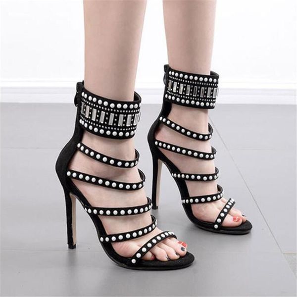

sandals high-quality women's shoes 12cm stiletto heels fashion show casual high 35-40 bbzai, Black