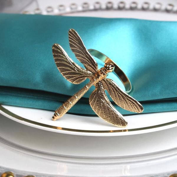 

napkin rings 6pcs nordic style wedding high-grade dumb gold dragonfly buckle ring