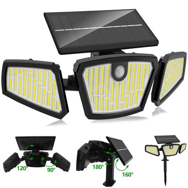 

outdoor wall lamps 350 leds solar light lamp with motion sensor led waterproof sunlight powered for garden decoration