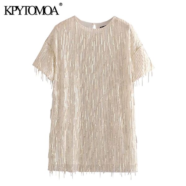 

women chic fashion sequins tassel mini dress o neck short sleeve female dresses vestidos mujer 210420, Black;gray