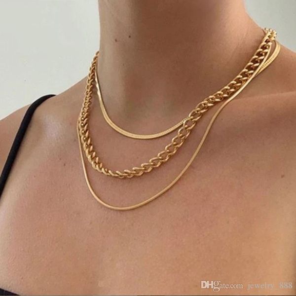 

multilayer snake chain twist chain necklace set for women vintage hip hop choker sweater necklaces boho beach party statement jewelry gift, Silver