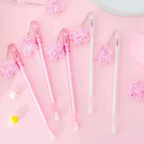 

gel pens tutu 4pcs novelty 0.38mm pen crystal cherry blossom quicksand student writing signature school office stationery h0387