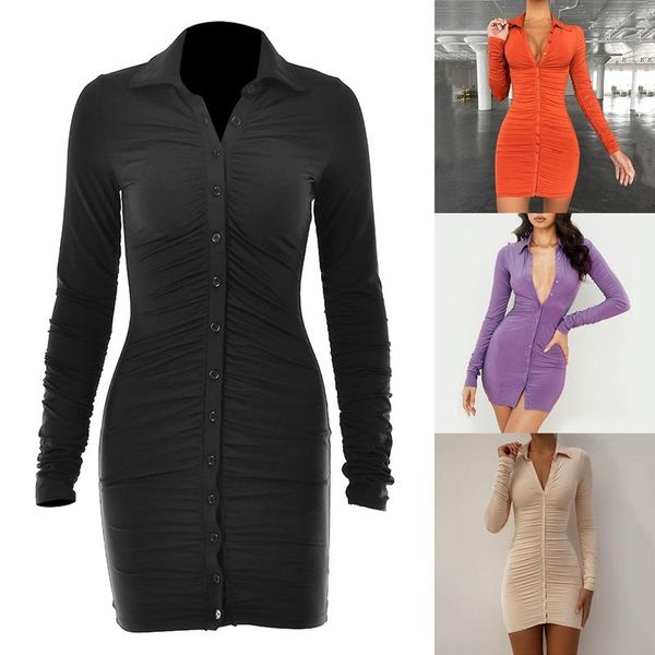 

party dresses autumn casual women's vintage bodycon single-breasted dress simply ruched y2k clothing, White;black