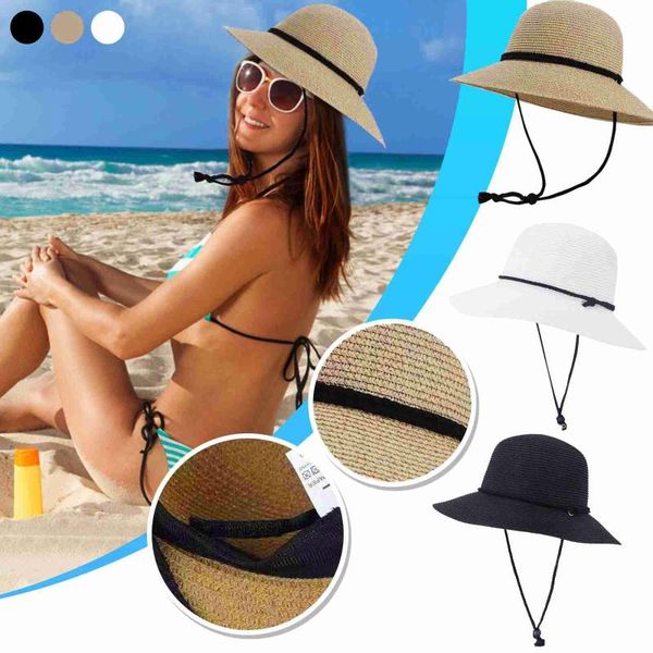 

berets straw hat women's summer bow dome beach sun visor foldable versatile bucket large-edge wide-brimmed#g30, Blue;gray