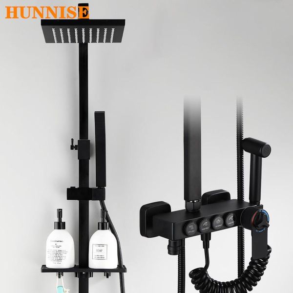 

bathroom faucet black bronze shower system thermostatic set rainfall head sets