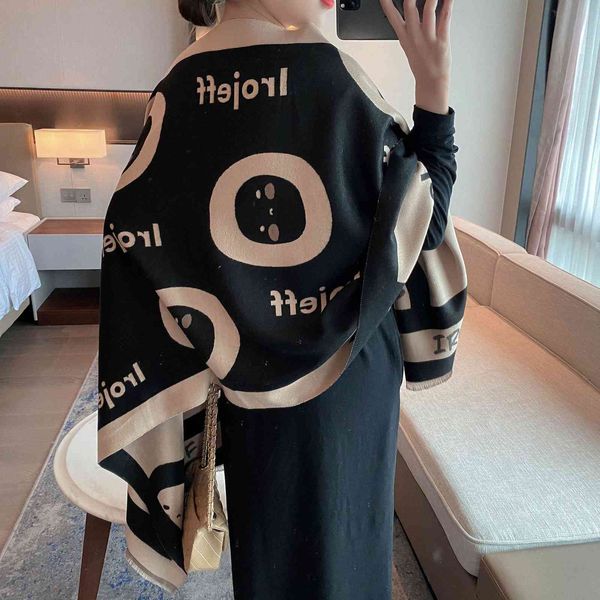 

70% off design scarf scarf female autumn 2021 air conditioning shawl imitation cashmere thickened short beard tassel warp knitted decoration, Blue;gray