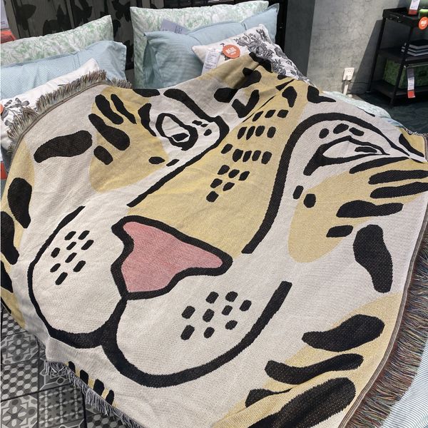 Casa de mobiliário cobertor cobertor cobertores sofá decoração lazer tigre listra respirável quente