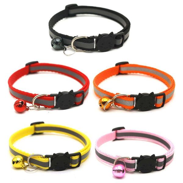 

dog collars & leashes 12 pcs reflective design adjustable pet more safety quick release buckle with bell cat protect