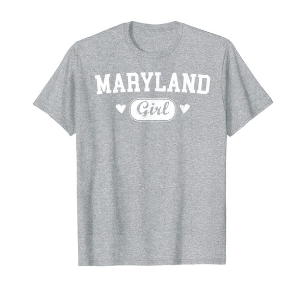 

maryland girl athletic born raised home state pride gift t-shirt, White;black