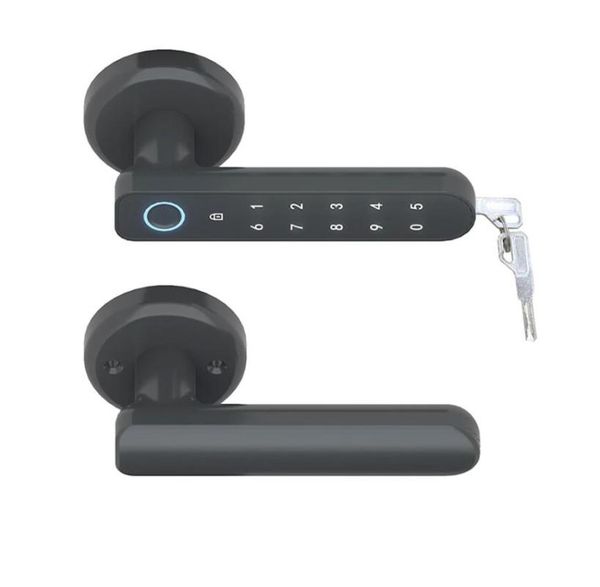 

smart biometrics fingerprint password code single latch lock with key for indoor wooden metal door usb port emergency