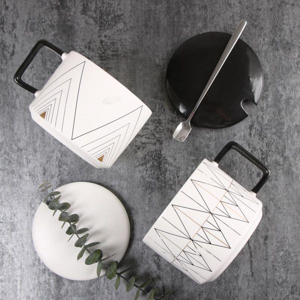 

large capacity spoon with lid nordic ins ceramic mug office coffee cup mugs