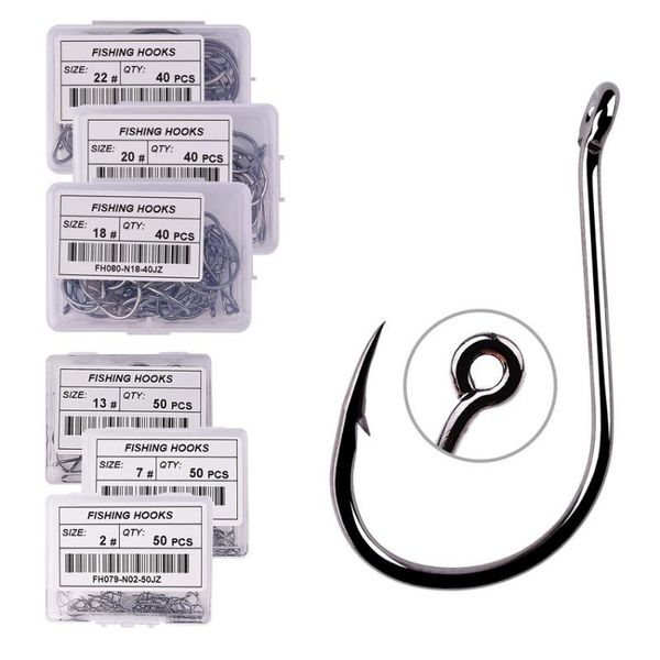 

fishing hooks 50pcs / 20pcs box circle carp eyed hook size 2-22# ring eye japan fishhooks single jig fish tackle