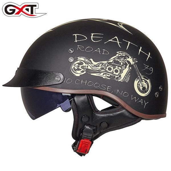

motorcycle helmets gxt retro vintage helmet motorcyle open face casco moto with inner sun visor handmade safety racing chopper bobber style