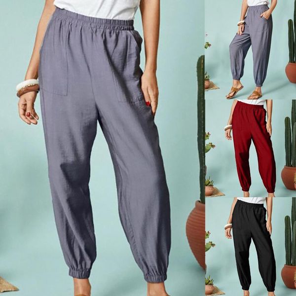 

women's pants & capris loose harem women plus size comfort straight wide leg solid color trousers pantalon pour femme, Black;white