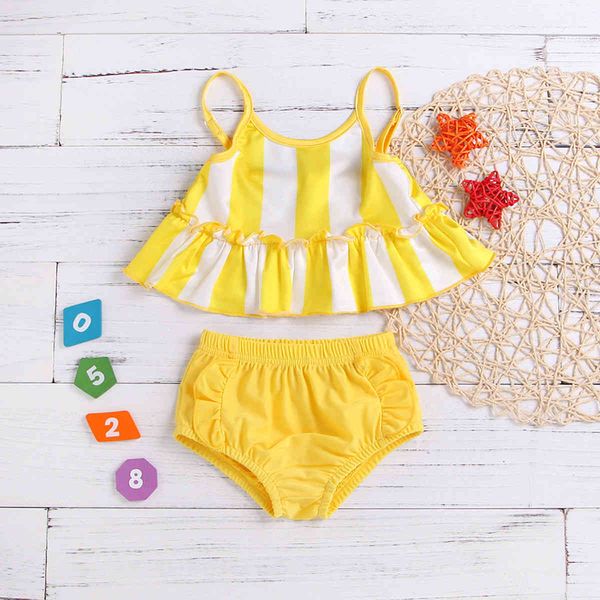 

selling 2021 better summer new asian yellow children's bikini split swimsuit, White;black
