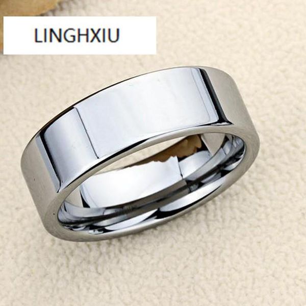 

cluster rings classic silver color wedding ring flat stainless steel promise for women men 6mm 8mm, Golden;silver
