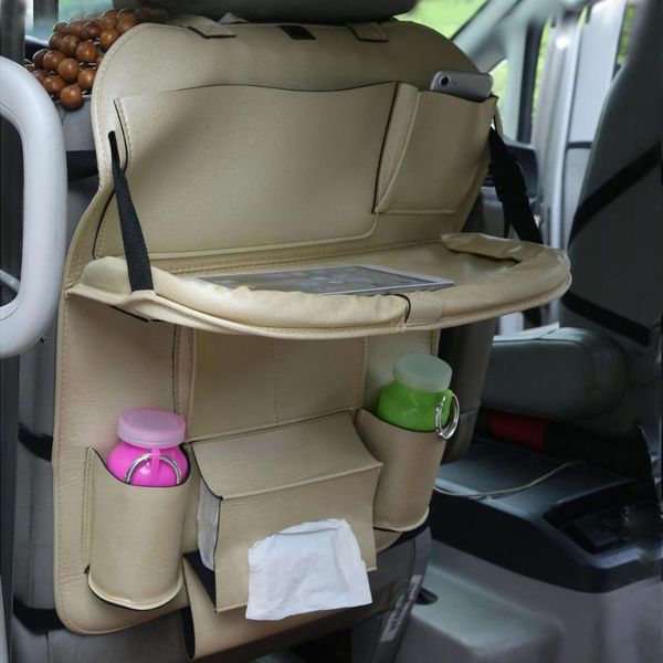 

colors car back seat storage bag folding organizer leather bottle holder tissue box magazine cup phone pack
