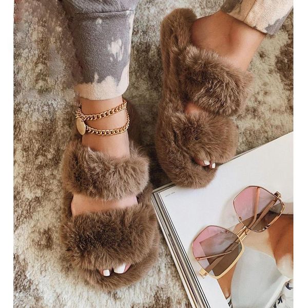 

spring and autumn style fashion solid color all-match straight plush outdoor women's slippers soft sole comfortable, Black