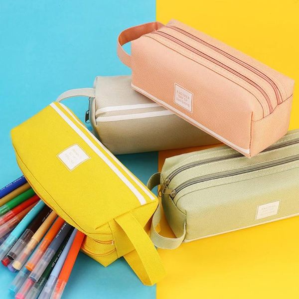 

pencil bags creative double zipper case kawaii pencilcase large pen box big for girls gifts cute school bag stationery supplies