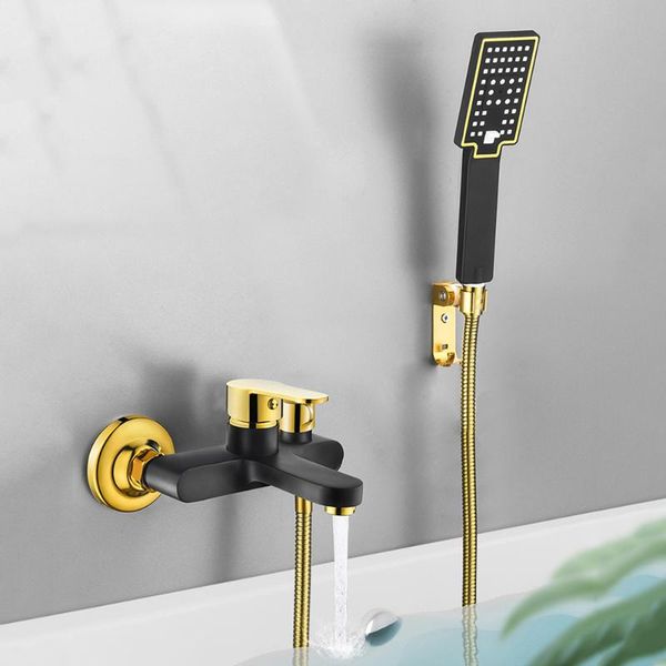 

bathroom shower sets faucet mixer set black and gold brass bathtub bath bidet head wall taps
