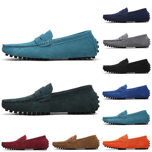 

casual discount non-brand suede men shoes black light blue red gray orange green brown mens slip on lazy leather shoe size 38-45673 s