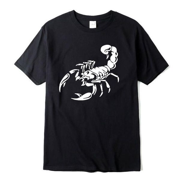 

men's t-shirts casual 100% cotton short sleeve t-shirt scorpion print o-neck men hip hop for, White;black