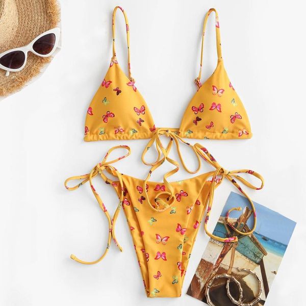 

women's swimwear women bikini set two piece butterfly swimsuit print split sets plus size beachwear micro, White;black