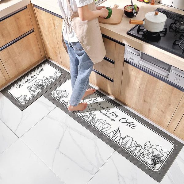 

carpets pu leather long strip kitchen carpet pvc doorway floor mats household dining room wipeable oil-proof and waterproof non-slip rug