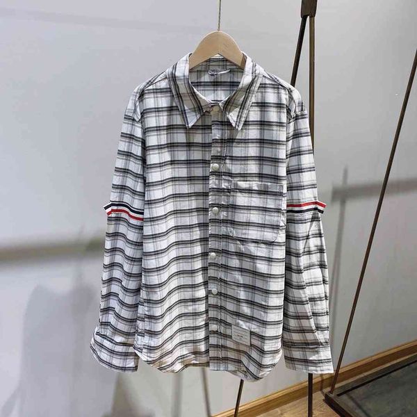 

tb fabric plaid shirt autumn new net red loose leisure foreign style couple coat, White