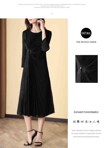 

dress miyake the fashion o-neck three quarter solid es, Black;gray