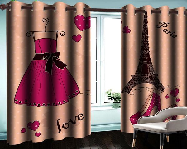 

beautiful tower dress 3d curtains hd digital print living room bedroom kitchen home decor practical fine curtain & drapes