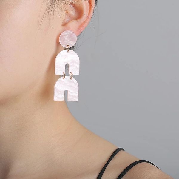 

irregular geometric acrylic statement long drop earrings acetic acid resin earrings for women jewelry, Silver